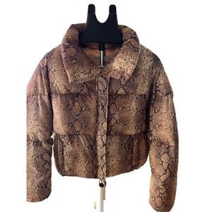 KZell Women’s Puffer Jacket Animal Print Paris SZ M